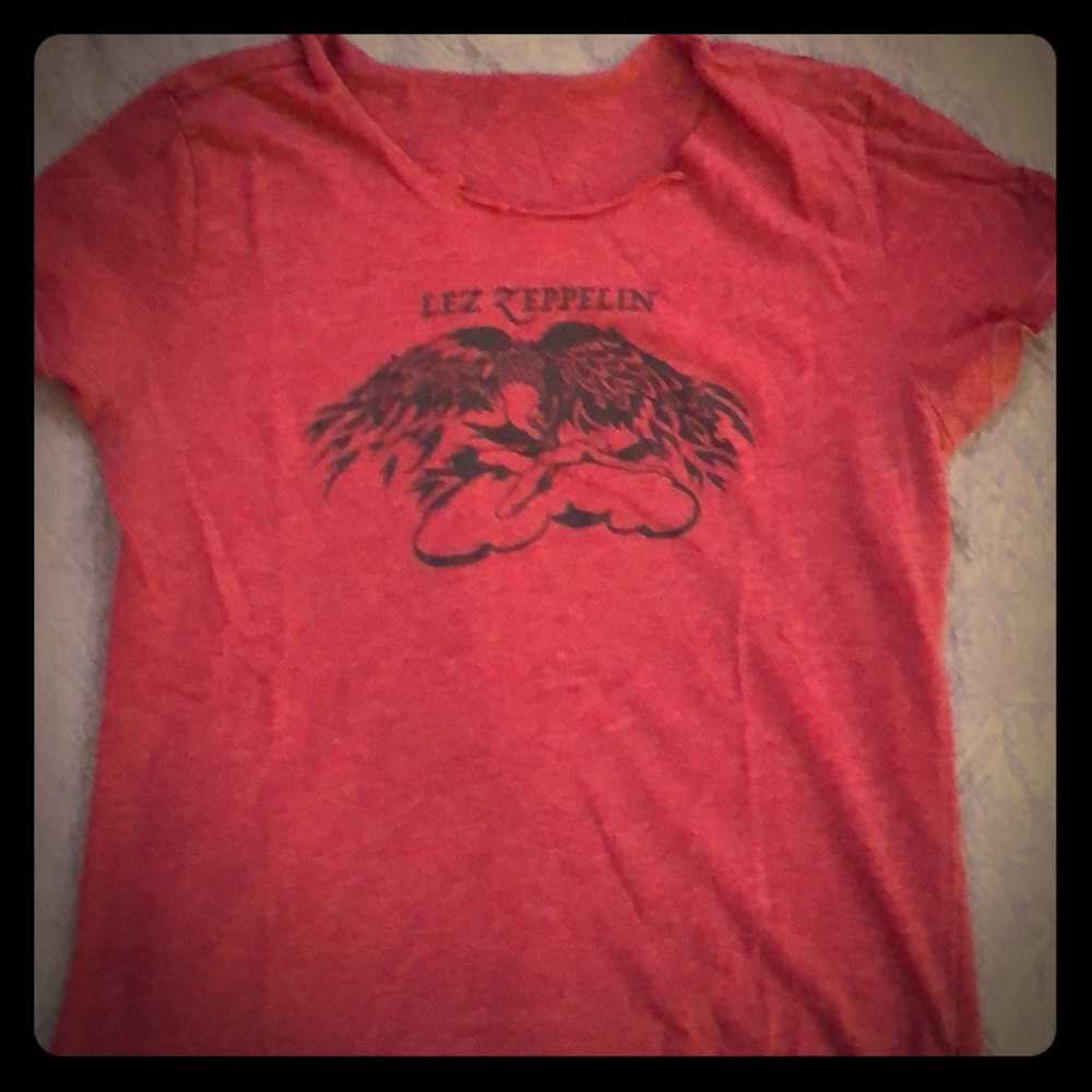 Red distressed Lez Zeppelin t-shirt
